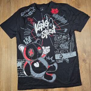 Southpole Scribble Bear Tee Mens XL Black 3D King Graphic Hip Hop Streetwear